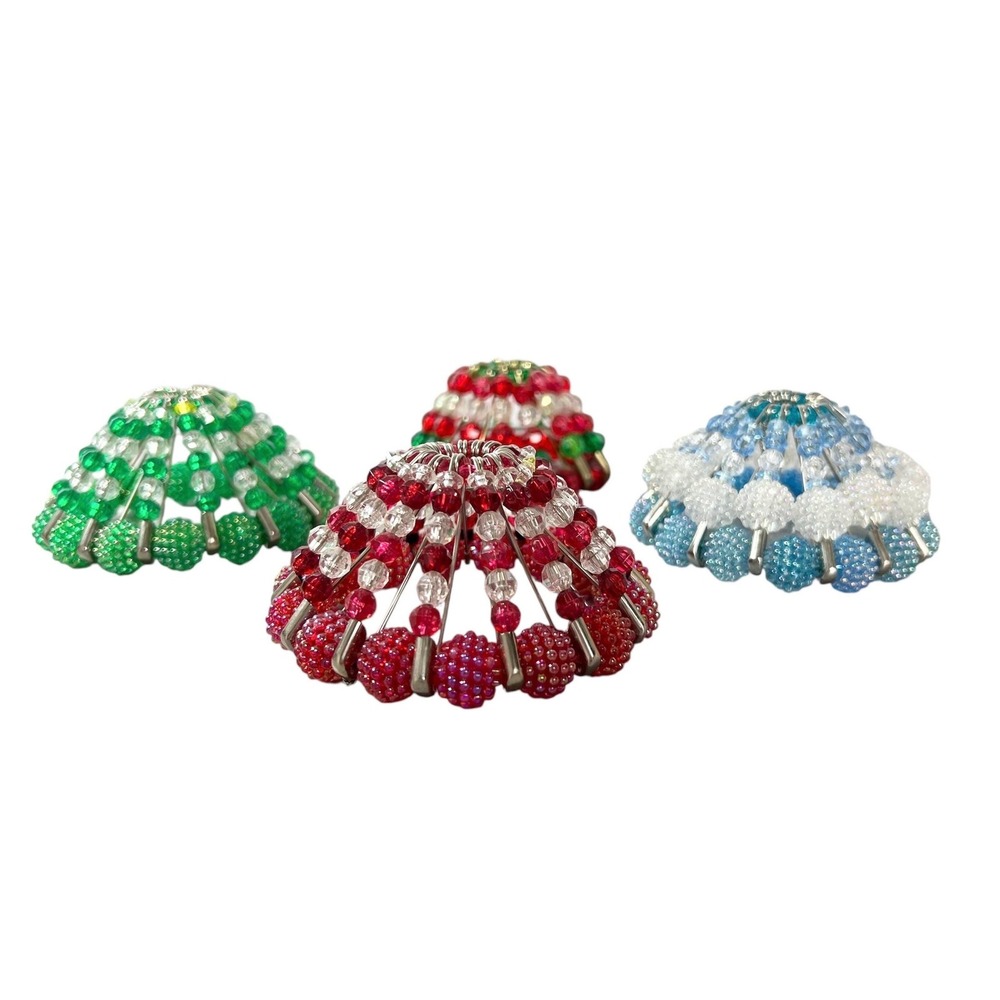 Handmade Vintage Safety Pin Bead‎ Mini Shades For Window Candles Christmas set